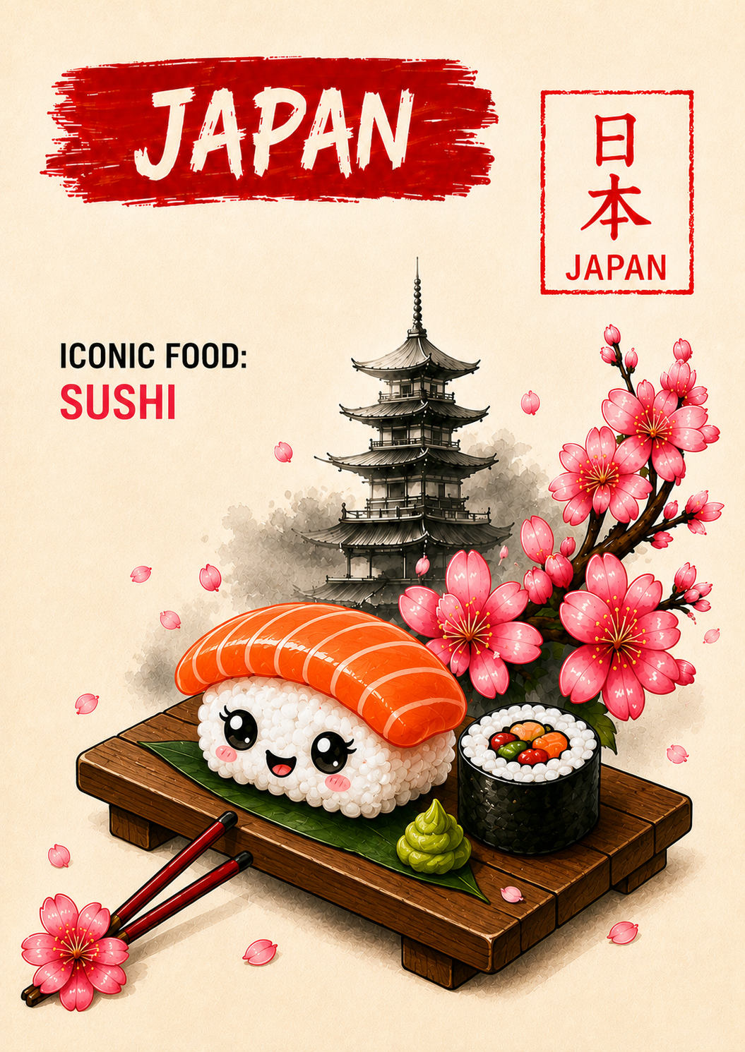 Kawaii Sushi Japan 日本 Passport Card Collection | Straight Face Originals