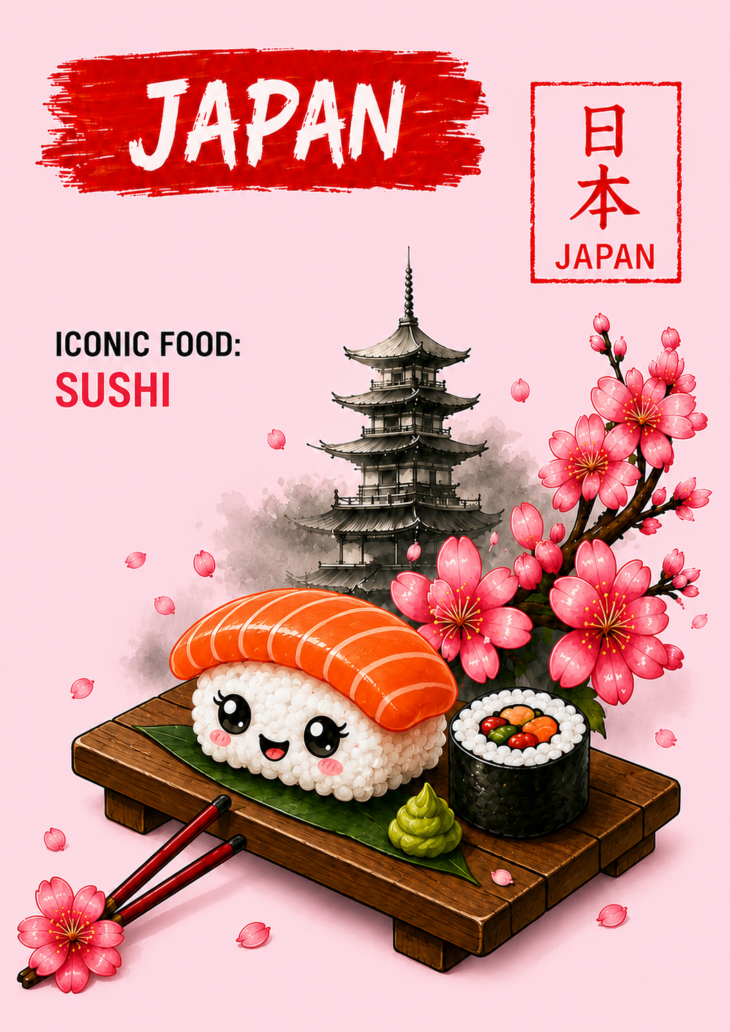 Kawaii Sushi Japan 日本 Passport Card Collection | Straight Face Originals