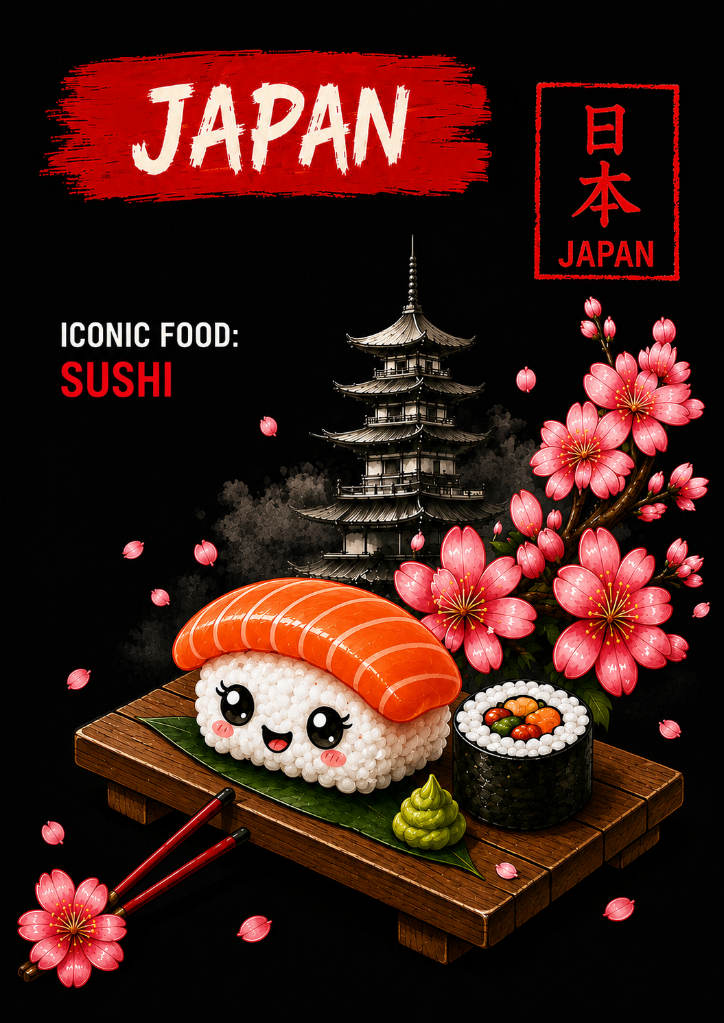 Kawaii Sushi Japan 日本 Passport Card Collection | Straight Face Originals