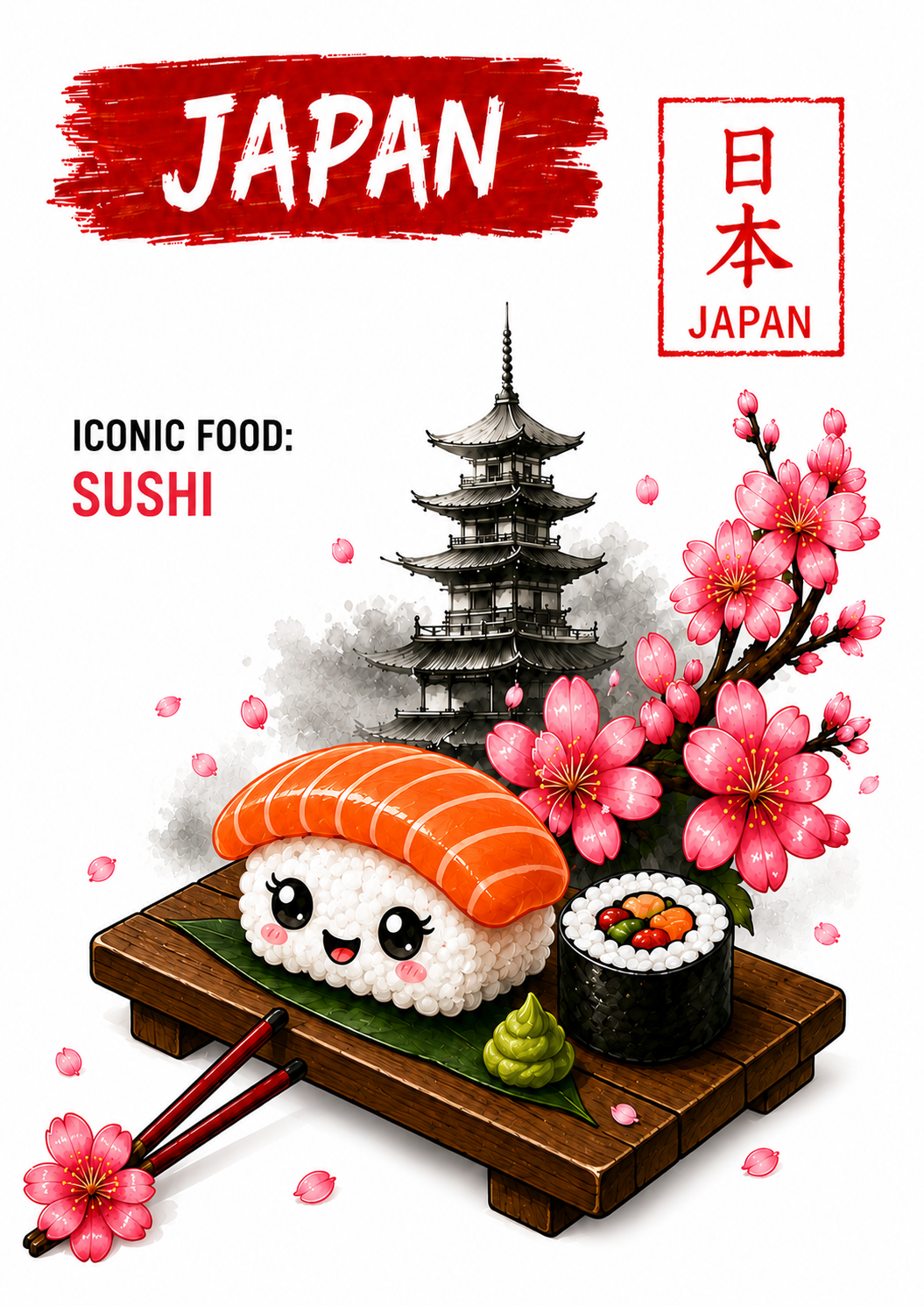 Kawaii Sushi Japan 日本 Passport Card Collection | Straight Face Originals