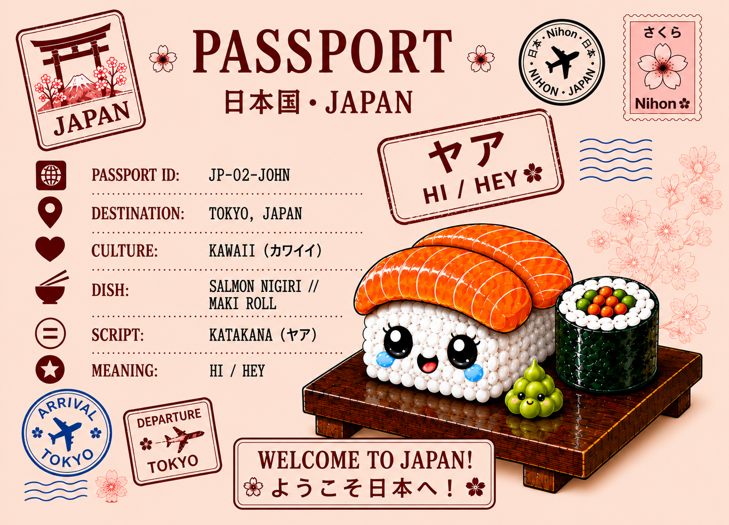 'Hi' Katakana Passport Card — John | Straight Face Originals