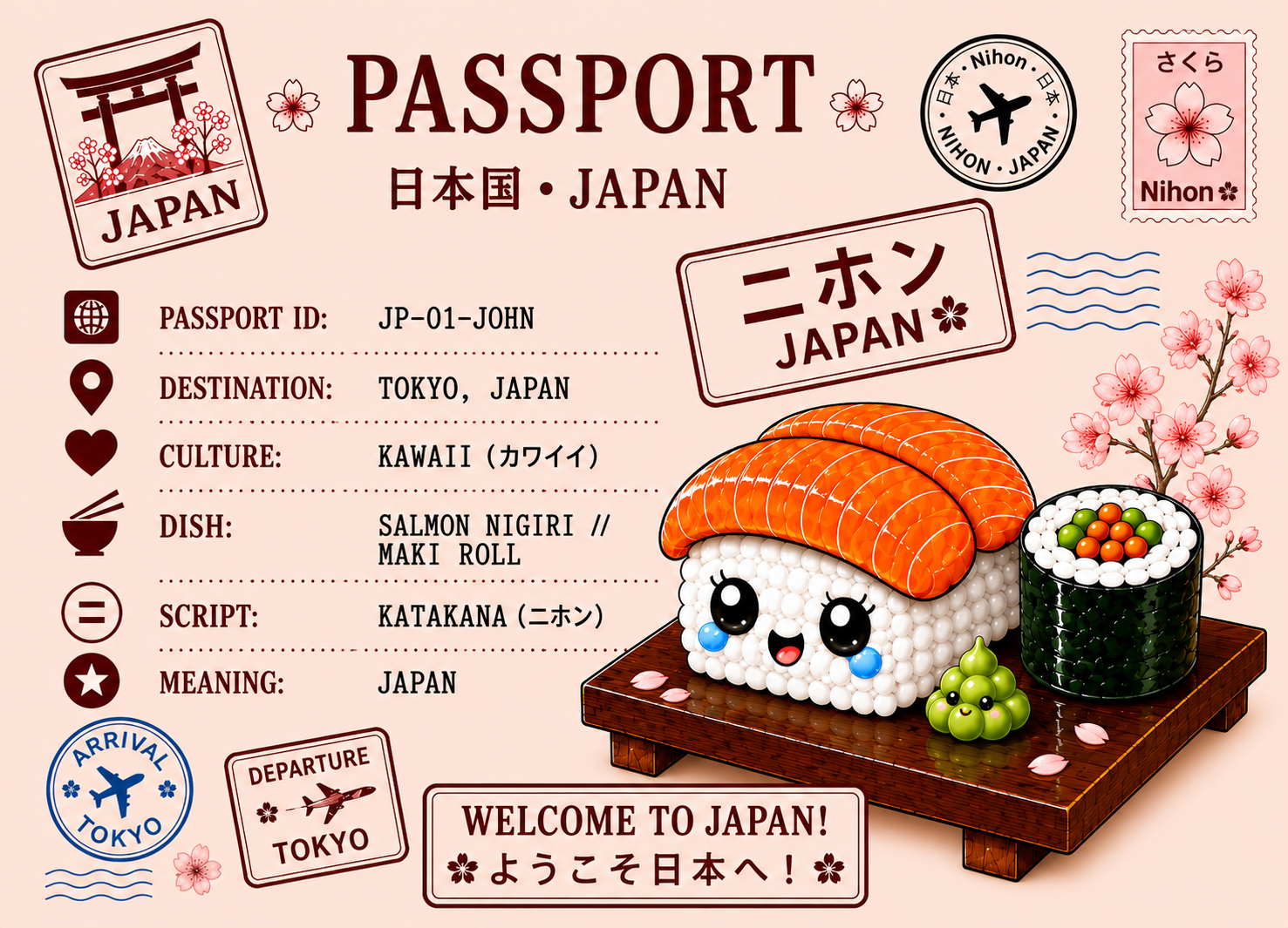 'Japan' Katakana Passport Card — John | Straight Face Originals